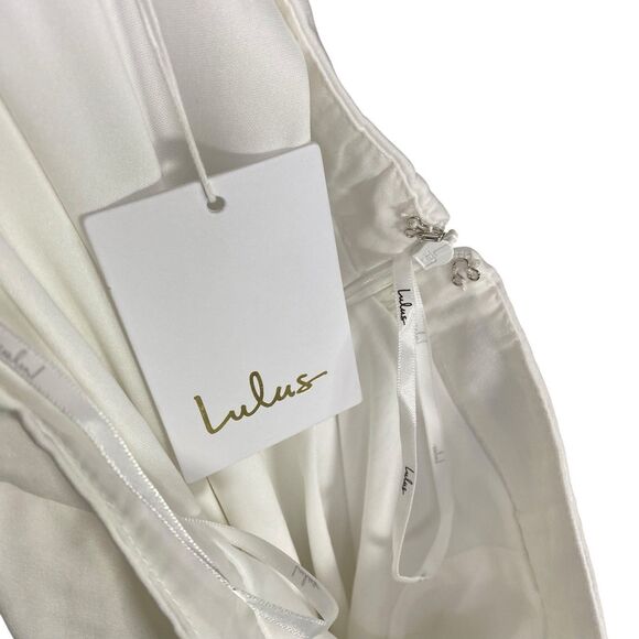 Lulus Maxi Skirt Womens M White Side Slit Lined Minimalist Formal High Rise - Picture 10 of 14